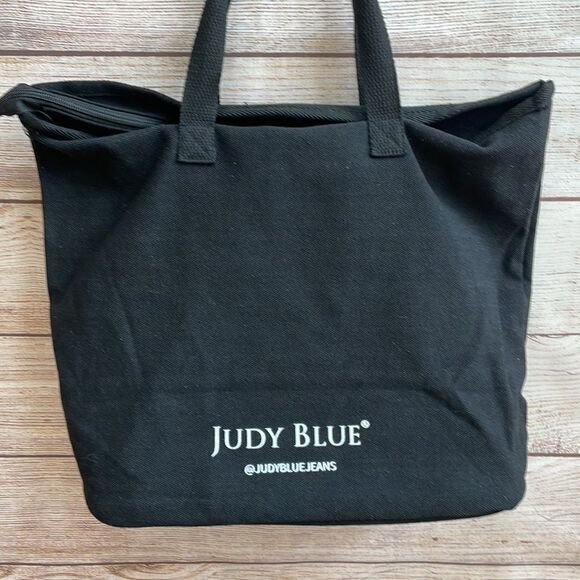 JUDY BLUE CANVAS TOTE BAG IN BLACK - Picture 4 of 5